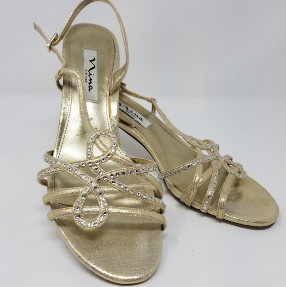 Shoes | Nina Gold Dress Sling Back Sandals Size 85m | Poshmark